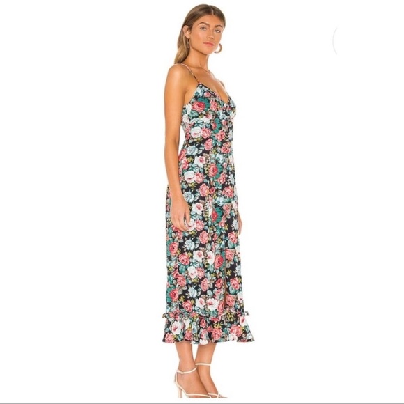 Majorelle Quincy Midi Dress with Slit - Pink and Blue Florals - Picture 2 of 10